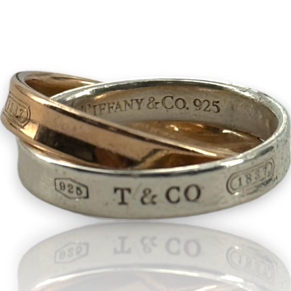 Anillo Rubedo Círculo Entrelazado Tiffany & Co 18kt 750 Plata de Ley 925 1837 Foto 4 de 4