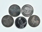 Lot 5 VINTAGE 1 Oz Silver Bars/Rounds Art Bars Collection Poured .999 *349