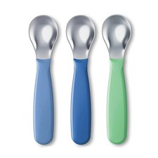NUK Kiddy Cutlery Spoons, 3 Pack, 18 Months Blue Green