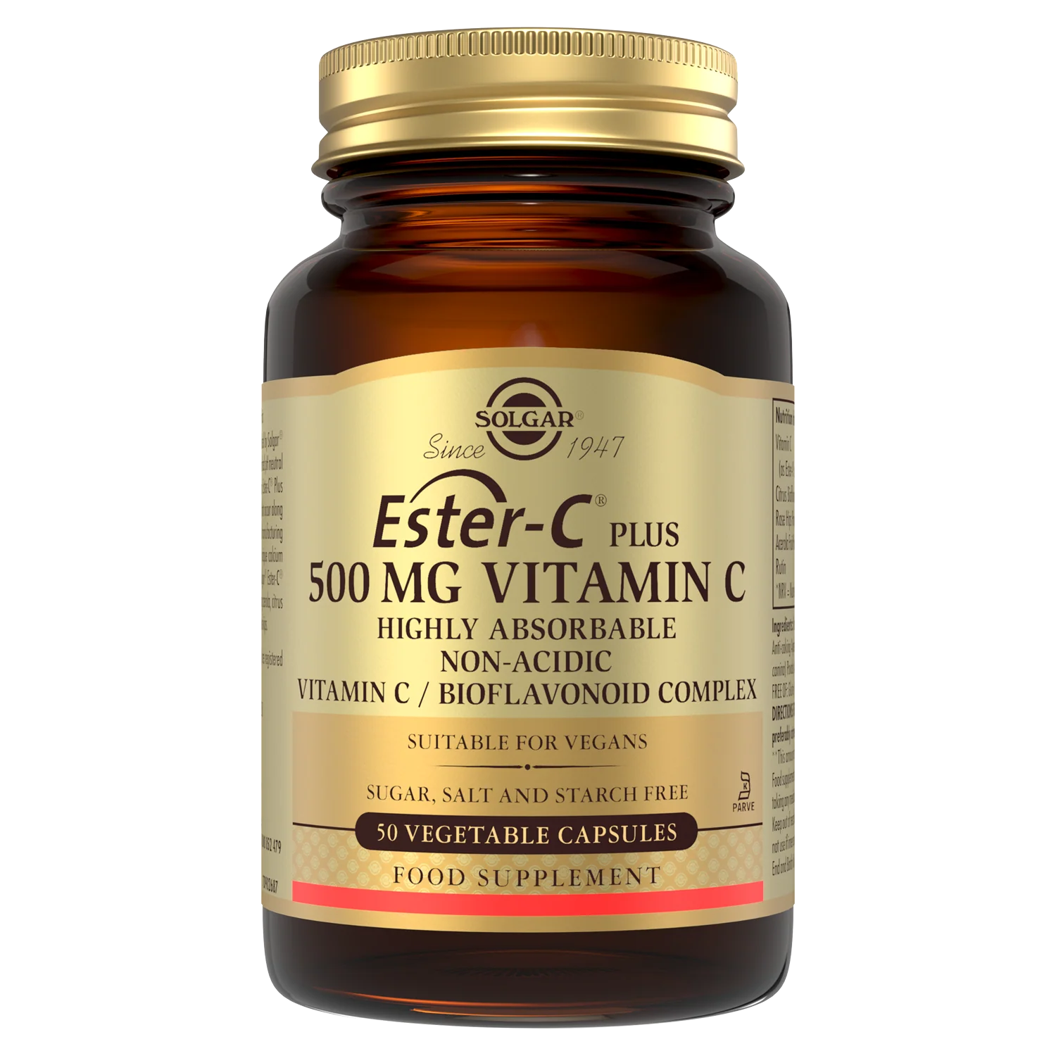 Solgar® Ester-C Plus 500 mg Vitamin C Vegetable Capsules - Pack of 50 - Image 4