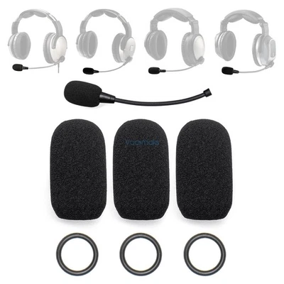 VOARMAKS 3 Mic Foam Covers+3 O-Rings for Lightspeed Zulu 3 , Sierra, Tango, PFX Headset