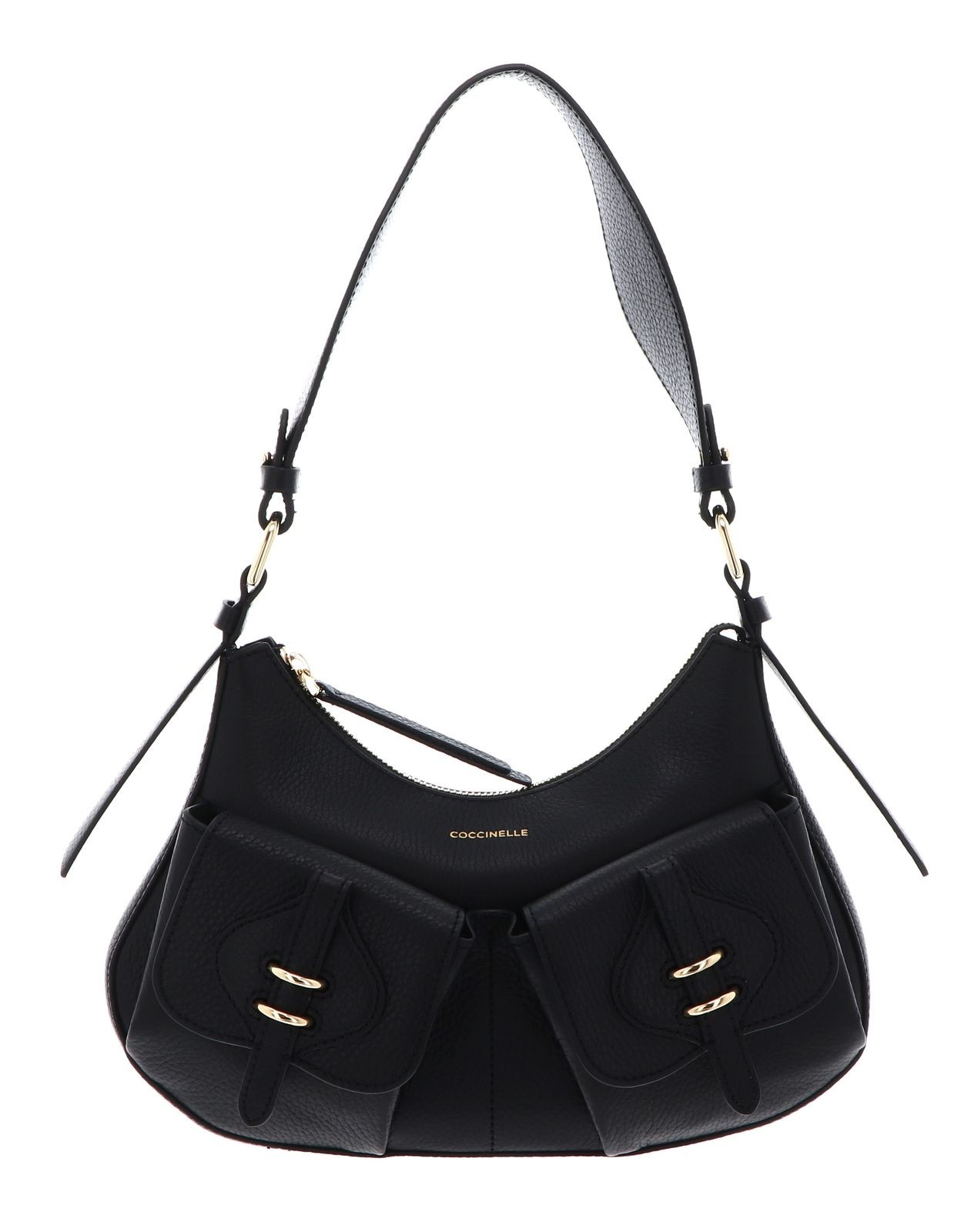 COCCINELLE Mavery Pocket Shoulder Bag Grained Leather Noir