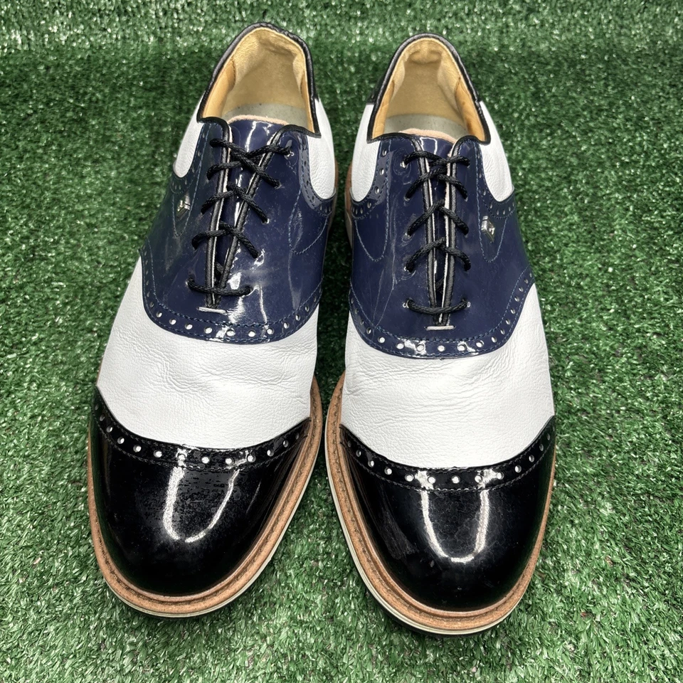 FootJoy Premiere 系列 Wilcox 54323 海军蓝 白色 男式 高尔夫鞋 10.5 宽 — 第 2/4 张图片