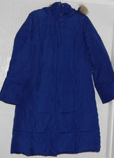 M&S SIZE L THICK QUILTED ROYAL BLUE LONG HOODED COAT WITH BELT