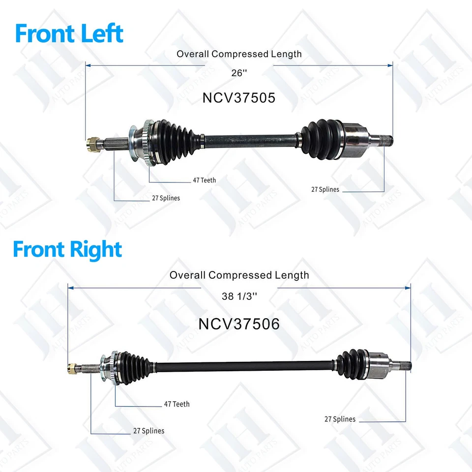Par de ejes CV delantero izquierdo derecho OE para Hyundai Sonata L4 2002-05 2,4 L tracción delantera Foto 2 de 4