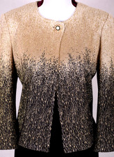 ST.JOHN Women's Black Metallic Gold Cream Metallic Shimmer Ombre Jacket Sz 12