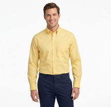 Brooks Brothers Non-Iron Shirt 18 34 Slim Fit Yellow Supima Cotton Button Down