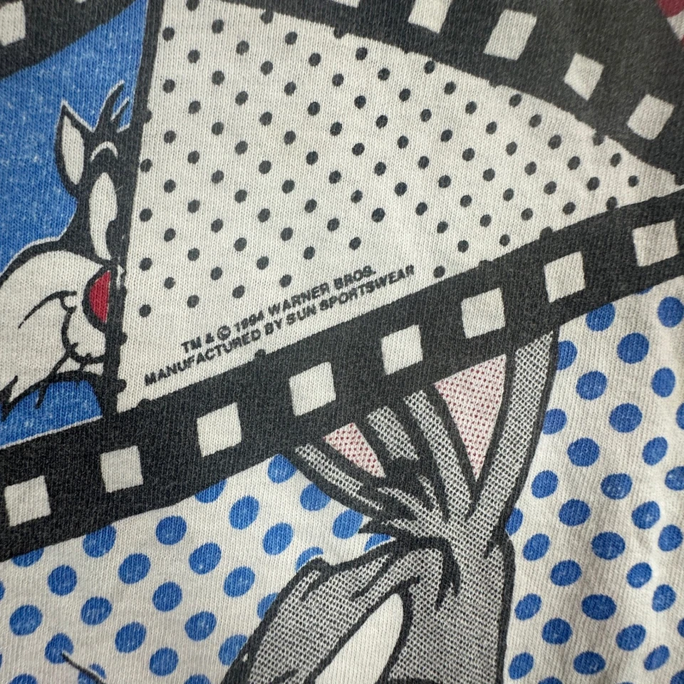 Винтажная футболка 90-х с принтом Looney Tunes молодежная одинарный шов наковальня - Изображение 3 из 4