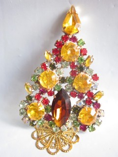 RHINESTONE BEAUTIFUL CZECH HANDMADE CHRISTMAS TREE DECORATION STANDING T126