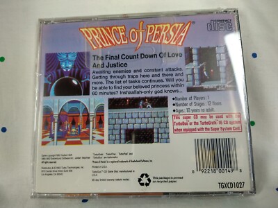 TurboGrafx 16 Super CD-ROM Prince Of Persia RARE New Sealed USA