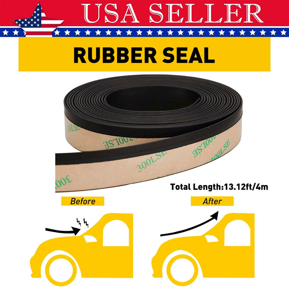 Car Front & Rear Window Weatherstrip Rubber Seal Strip 4M Black Trim