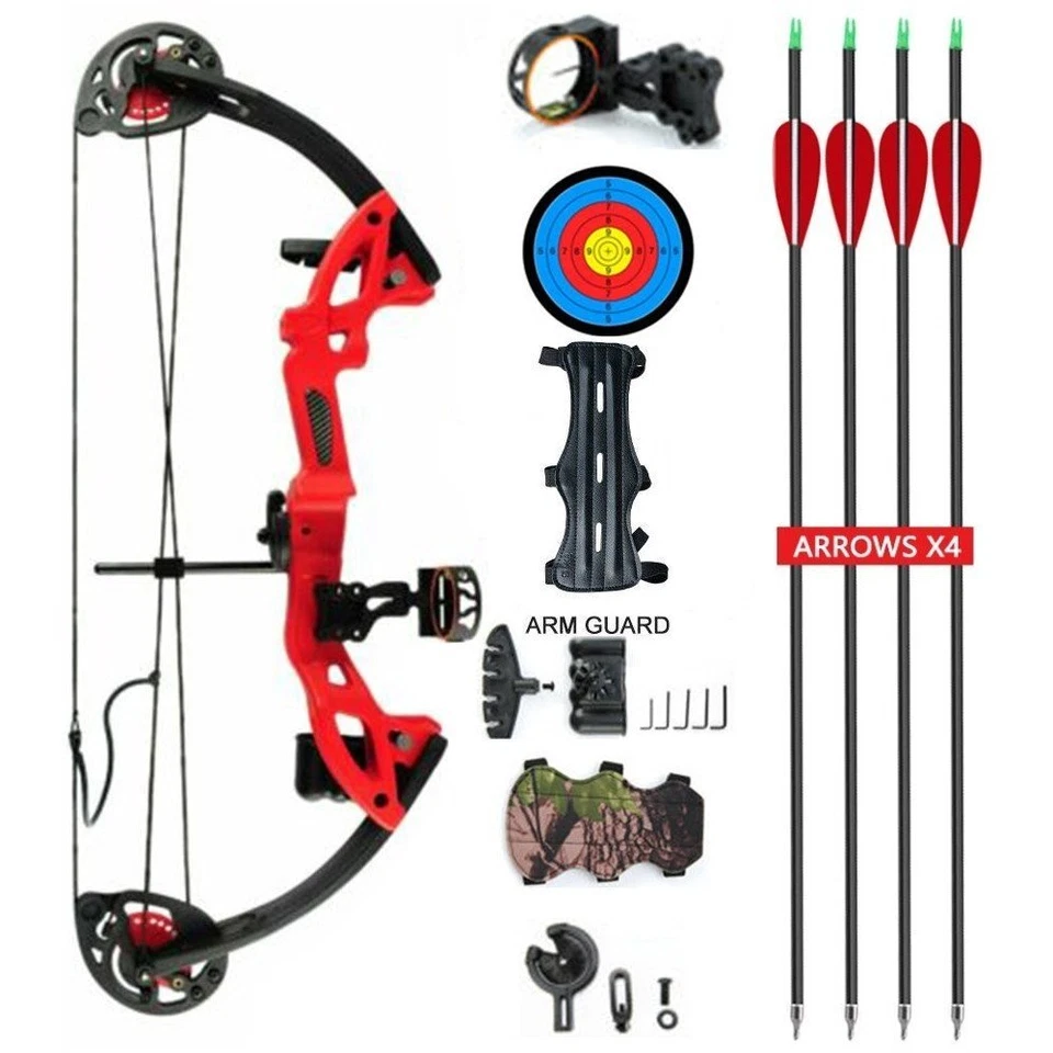 Arco composto 15-29 lb destro 260 fps arco e flecha alvo para jovens/adolescentes - Imagem 2 de 4