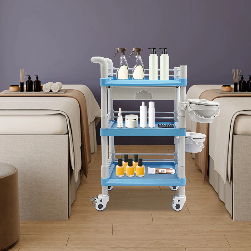 Carro de almacenamiento de salón de 3 niveles organizador de belleza móvil carro de almacenamiento móvil ﻿ Foto 2 de 4