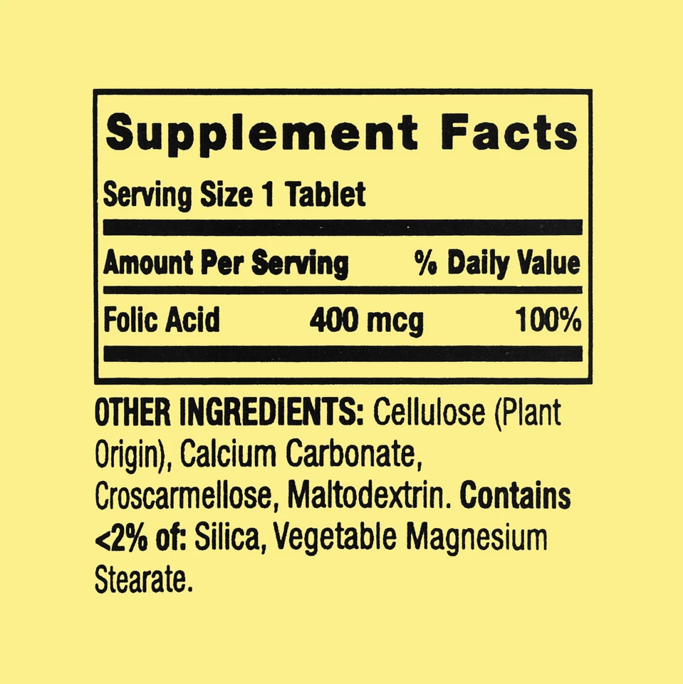 Spring Valley  Folic Acid Tablets - 400 mcg - 250 Ct - Cardiovascular Wellness.+ - Image 4 of 4