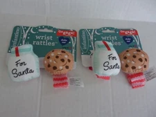 NIP-Lot/2 Sets Infantino Go Gaga! Holiday Wrist Rattles-Cookies & Milk for Santa