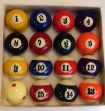 POOL BALLS 2" 51mm PARTNERS Large numbers 1 7/8 Red Spot 47.5mm Cue ball