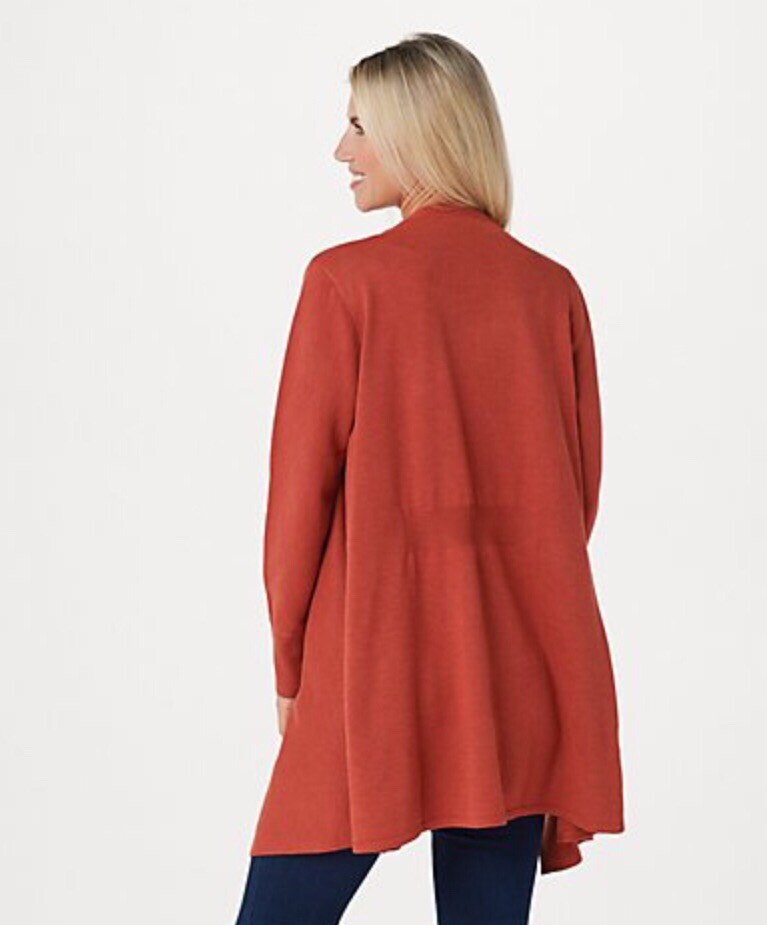 H by Halston Open-Front Cascade Cardigan Black Medium