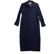 Vintage Talbots Dress size 10 Blue Velvet Soft Stretch Sheath Long Sleeve