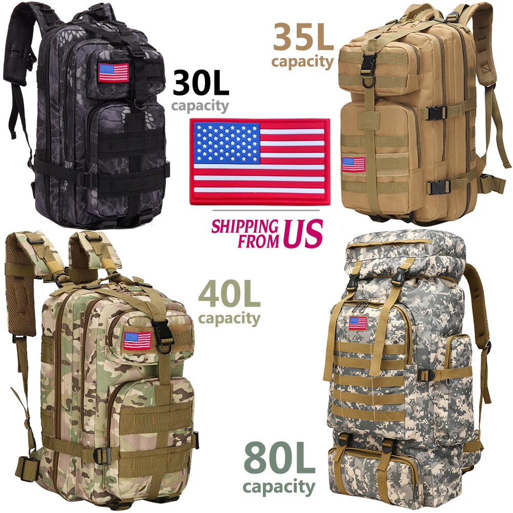 30L-120L Hiking Military Tactical Backpack Rucksack Camping