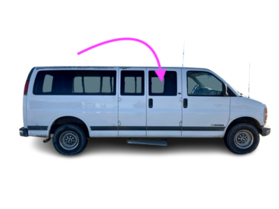 1996-2002 Chevy Express Rear Side Window Glass Movable Passenger 