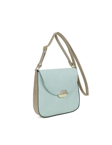 Sac Bandoulière Inès DELAURE Taupe – Bimatière Toile Et PU – Taille Moyenne – Neuf Avec étiquettes