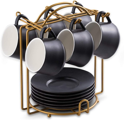 Coffee Cup Set Espresso Cups with Saucers Set with Stand 4 Oz Espresso Cup Set o