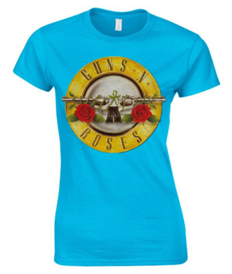 Guns N' Roses 'Classic Bullet Logo' (Blau) Tailliertes Damen-T-Shirt - OFFIZIELL