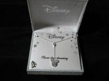 DISNEY MICKEY MOUSE DROP PENDANT NECKLACE WITH CRYSTALS BRAND NEW IN BOX 