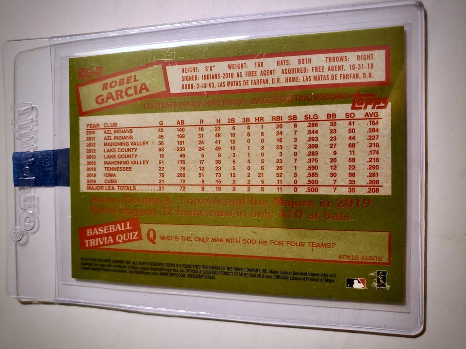 2020 Topps Chrome ROBEL GARCIA 85C-47 Rookie Mojo Refractor - Image 2 of 2