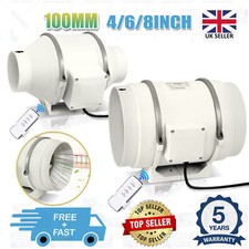 200/150/100mm In Line Bathroom Extractor fan  Loft Mounted Shower Ceiling