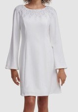 $139 Calvin Klein Women's White Embellished Shift Dress Size 8