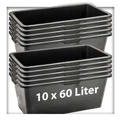 KIESKÖNIG 10 Stk. 60 Liter Mörtelkasten Pflanzwanne Tuppe Zementkübel Maurerkasten