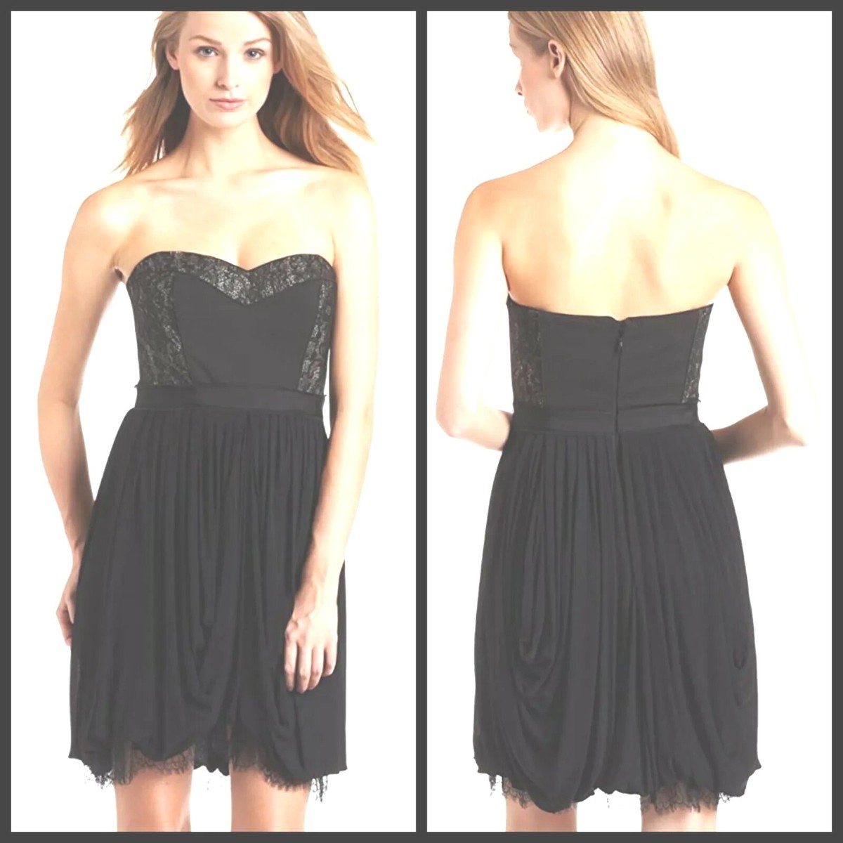 BCBG MaxAzria KORE LBD Black Dress Strapless Sweetheart Neck Lace M 8 10  $348 | eBay