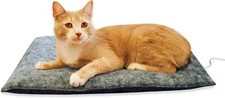 Heated Cat Bed Mat with Removable Heater Machine Washable PET Bed Gray