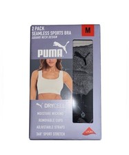 PUMA 2 Pack Seamless Sports Bra Medium black Gray Removable Cups