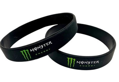 NEW Monster Energy Drink Silicone Wristband Bracelet Black Green Logo Set of 2