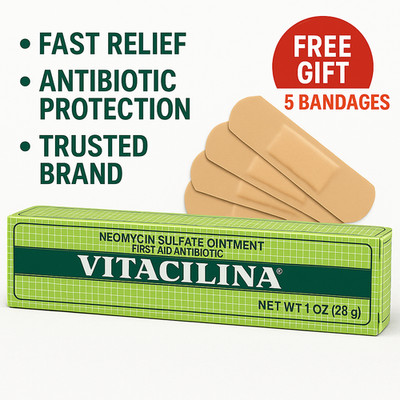 VITACILINA First Aid Antibiotic Ointment Neomycin sulfate OCT 2026 Free gift
