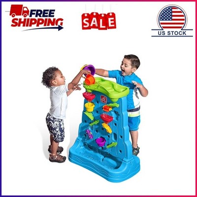 Step2 Waterfall Discovery Wall Blue Plastic Water Table for Toddlers with 13-pie