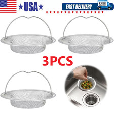 3PCS Kitchen Sink Strainer Large Wide Rim 4.5" Stainless Steel Mesh Drain Filter