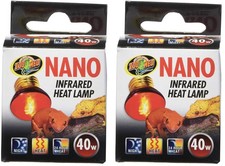 Zoo Med 2-Pack Nano Infrared Heat Lamps 40W for Reptiles Amphibians