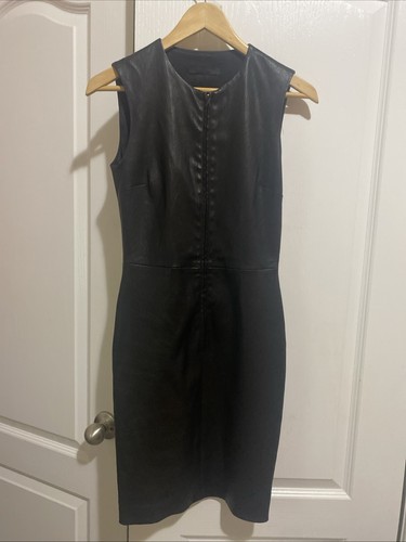 Women's Black Sleeveless Lambskin Knee Length Dress By The Row