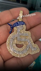 Authentic Real Vvs Moissanite Men's Wheel Chair Pendant 925 Sterling Silver gold Plated