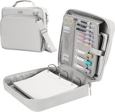 HINOOR 3-Inch D-Ring Zipper Binder w/ Shoulder Strap Holds Up To 700 Sheets Gray