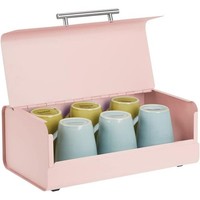 Brotkasten Brotkorb Brotbox Aufbewahrung Deckel Mdesign Organizer Metall Rosa