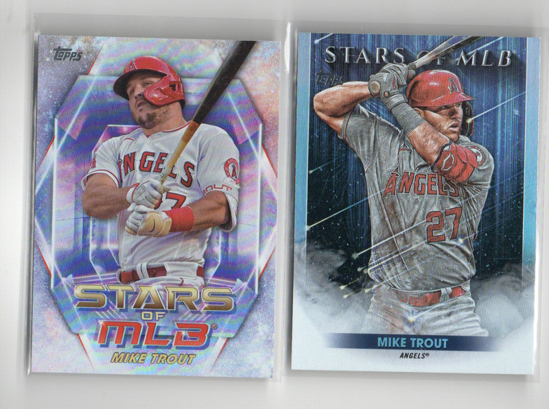 MIKE TROUT LOS ANGELES ANGELS 2022 2023 TOPPS FOIL STARS OF THE MLB 2X LOT