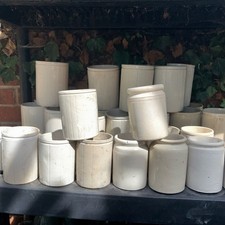 Victorian ironstone stoneware jam pots cream white x30