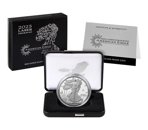2025 W $1 American Silver Eagle Proof Laser Beam Privy w Box/COA
