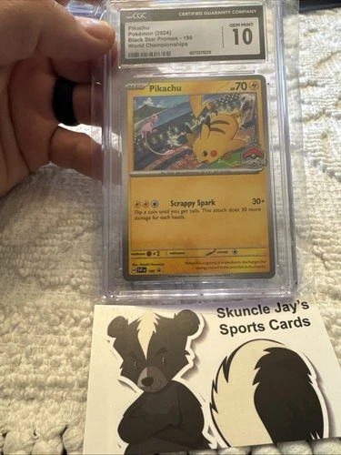 CGC 10 GEM MINT Pikachu #190  Black Star Promo 2024 Pokemon World Championships