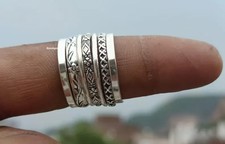 Sterling Silver Stacking Rings Set: Boho Dotted Pattern, Thin  Thickse All Size
