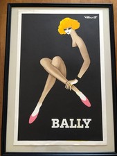 Affiche originale "La Blonde" BALLY vers 1982 - VILLEMOT 42X64 cm-Bon état